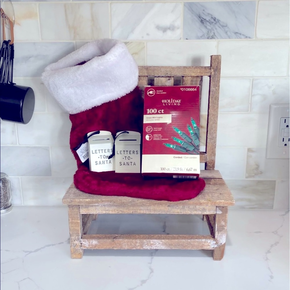 Christmas Lights, Stocking & 2 Ornaments